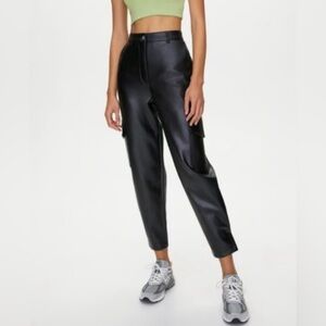 Aritzia Wilfred Free Modern Cargo Pant Vegan Leather Black High Rise 10